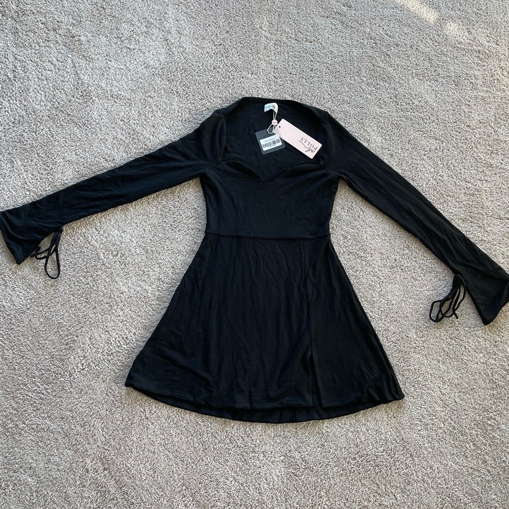 Oh Polly Black Long Sleeve Dress